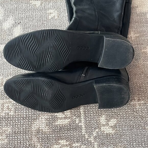 ECCO tall leather boots black 38 women buckle - Picture 6 of 11